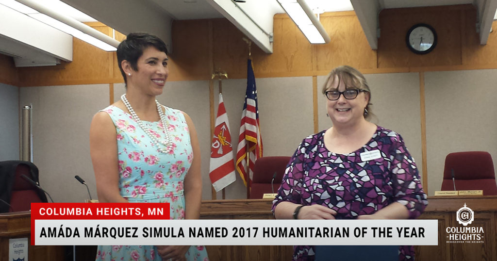 Columbia Heights, MN - Amáda Márquez Simula Named 2017 Humanitarian of the Year