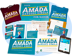 Printed and digital collateral created by Amáda's campaign staff have been critical in reaching voters.