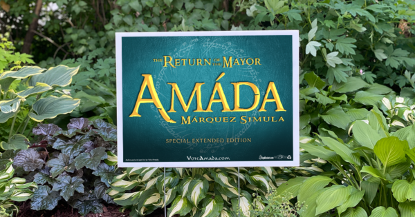 Return of the Mayor lawn sign