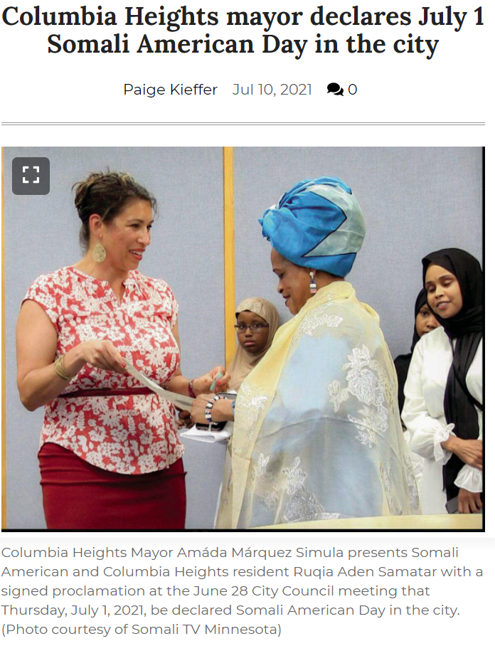 Columbia Heights mayor declares July 1 Somali American Day in the city