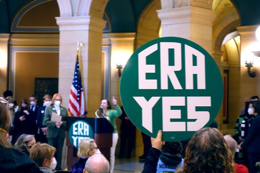 ERA ERA YES signs in the Minnesota capitol rotunda