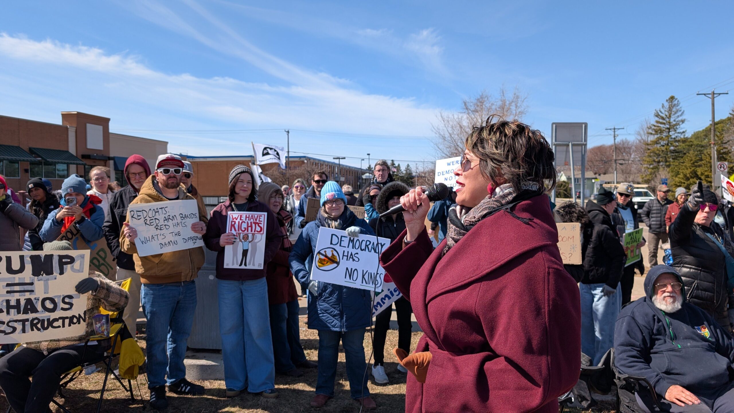 amada-nk-speech Amáda Márquez Simula gives a speech at a No Kings protest in Columbia Heights, MN on March 28, 2026