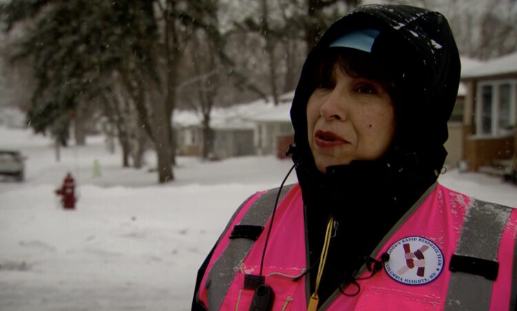 Mayor Amáda Márquez Simula in a pink safety vest